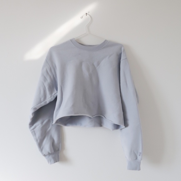 Aritzia Light Blue Cropped Sweatshirt - Picture 1 of 6